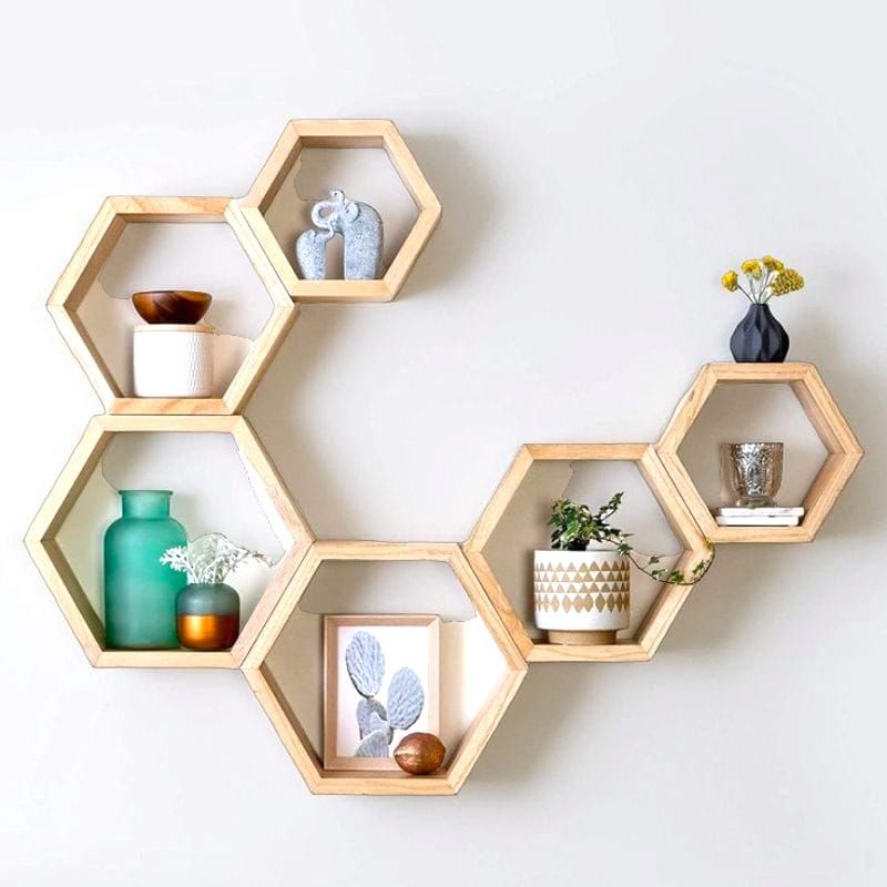 Jual Rak Dinding Hexagonal Kayu Hiasan Dinding Hexagonal Kayu Shopee Indonesia 8105