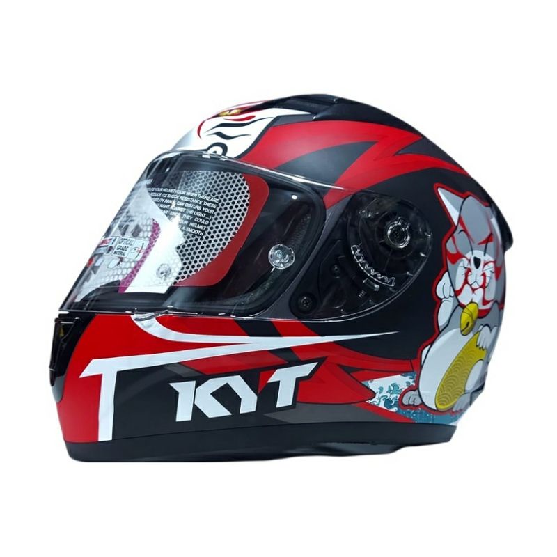 Jual Helm Kyt R Full Face Kabuki Cat Gunmental Red Sni Dot Original Shopee Indonesia