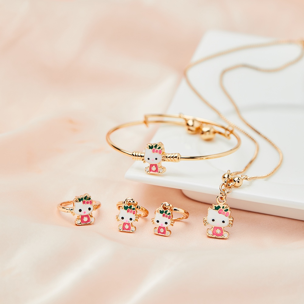 Jual Y041 Set Perhiasan Anak Hello Kitty Titanium Set Kalung Anting ...