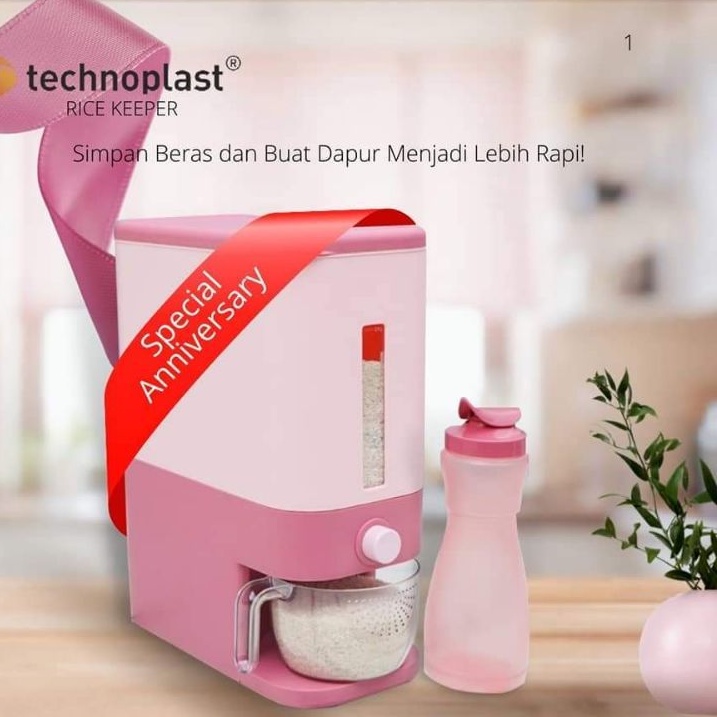 Jual Rice Box 12 Liter Pink Technoplast Rice Keeper Set 12 Liter ...