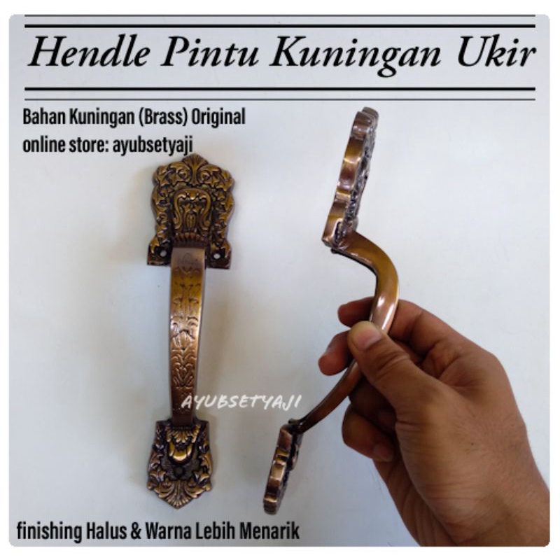 Jual Handle Pintu Kuningan Ukir Hendel Pintu Batik Hendle Gagang Pintu Jendela Besar Tarikan