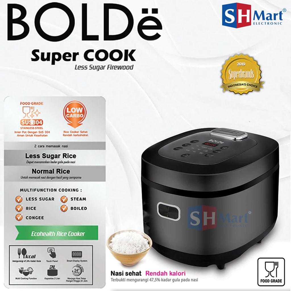 Jual BOLDE RICE COOKER SUPER COOK LESS SUGAR FIREWOOD KAPASITAS 2 LITER ...