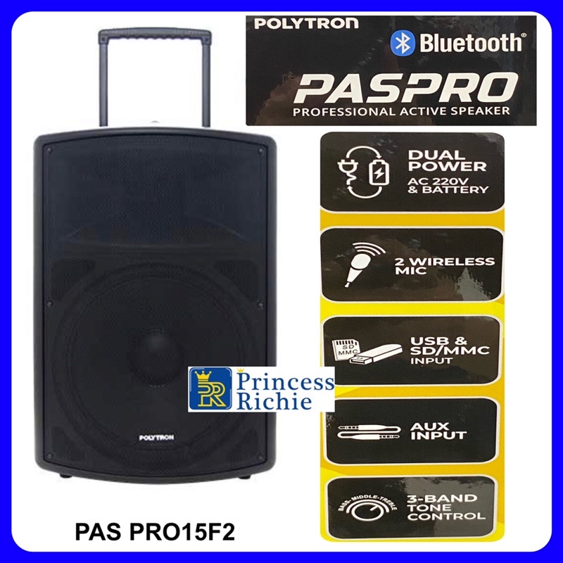 Jual Polytron Speaker Active 15 Inch Pas Pro 15f3 Plus 2 Mic Wireless