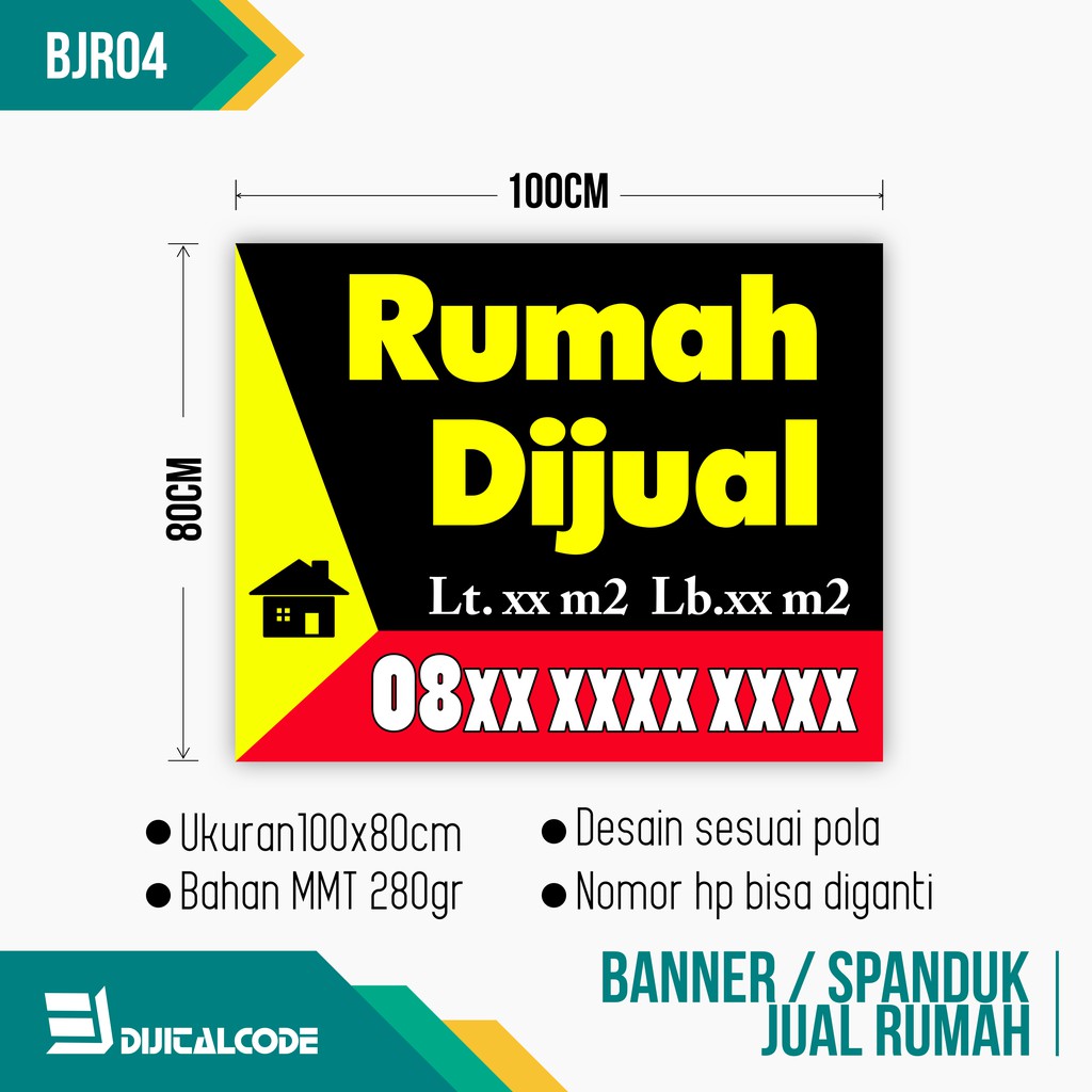 Jual Bjr04 Spanduk Banner Rumah Dijual Disewakan Dikontrakkan 100x80cm Shopee Indonesia 6077