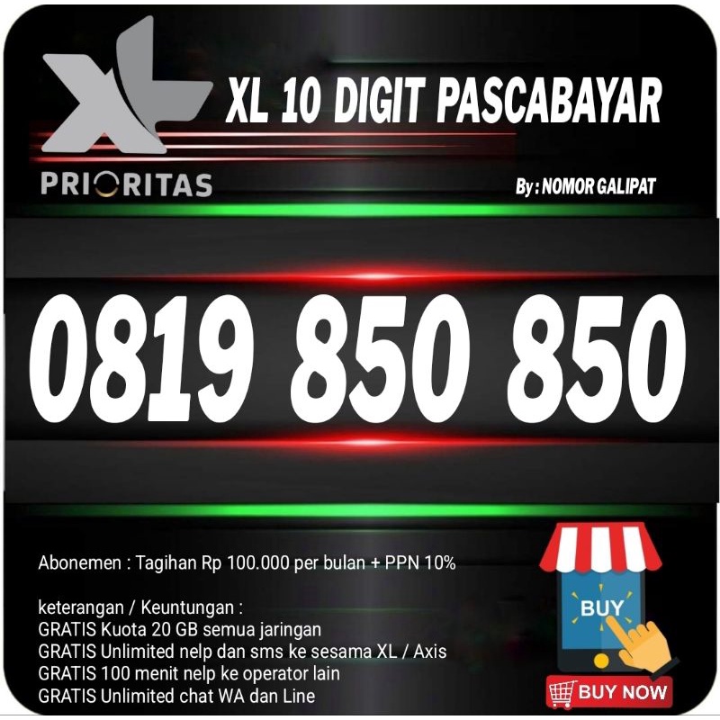 Jual NOMOR CANTIK XL-AXIATA 10 DIGIT PRIORITAS PASCABAYAR SERIES ABC ...