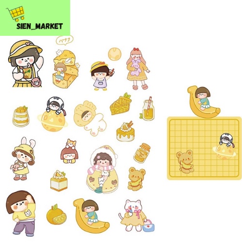 Jual Sticker Yellow Banana Cute GIrl Aesthetic Sticker Satuan Stiker ...