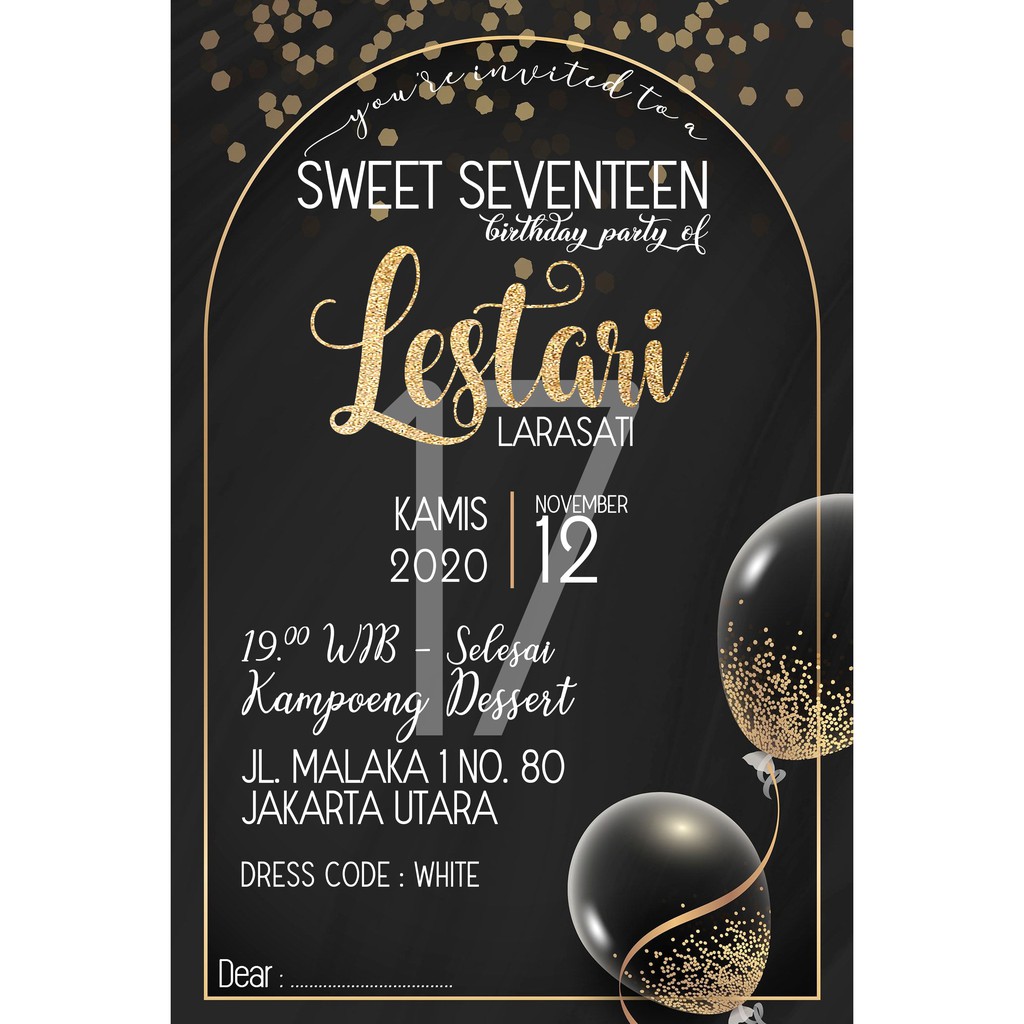 Jual AFY Undangan Kartu Undangan Ulang Tahun Sweet Seventeen AA013