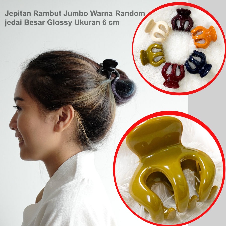 Jual Jepitan Rambut Wanita Warna Random Jedai Besar Glossy Ukuran Cm Shopee Indonesia