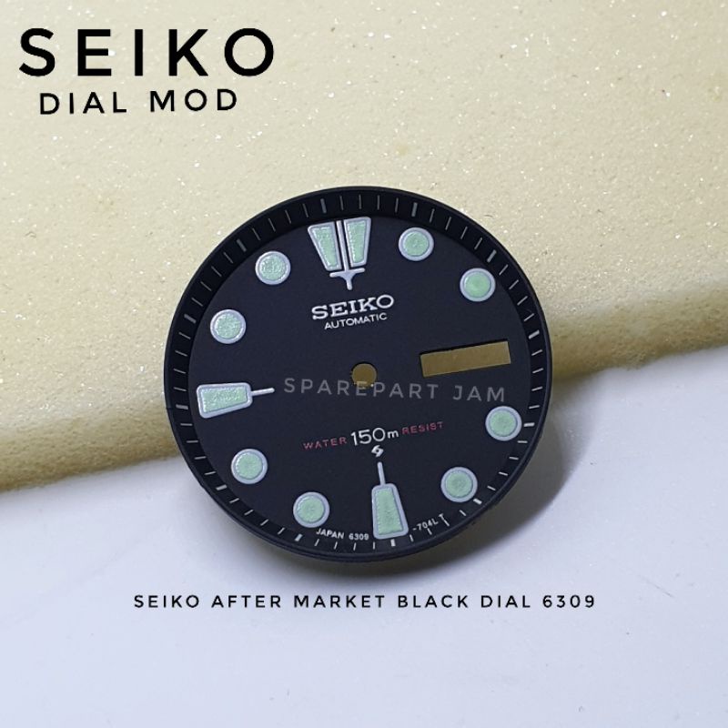 Seiko 6309 7040 729 Dial Mod After Market Black Dial