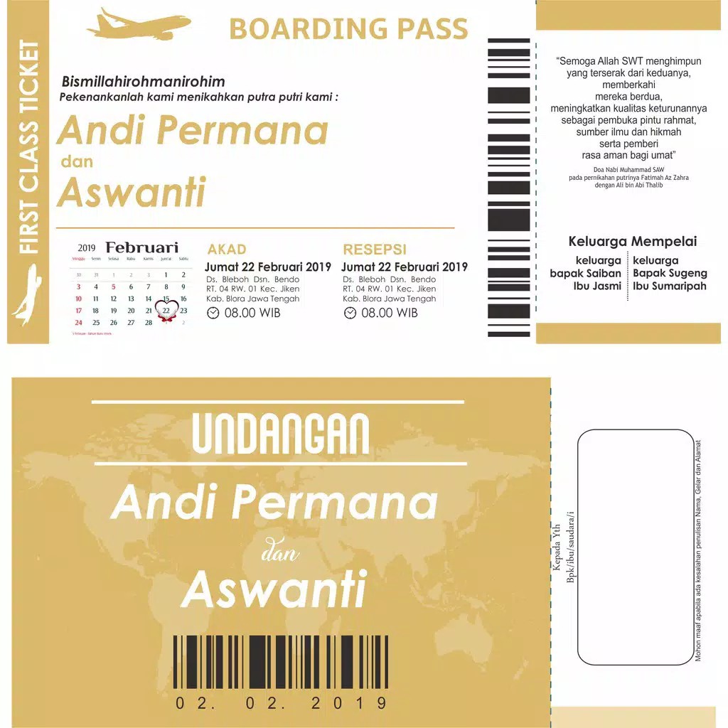 Jual Undangan Pernikahan Boarding Card 1 | NFP | Shopee Indonesia