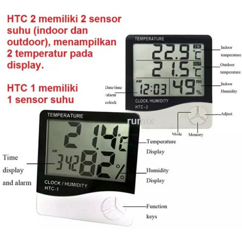 Jual Thermohygro Htc 1 Dan Htc 2 Pengukur Suhu Kumbung Jamur Pengukur