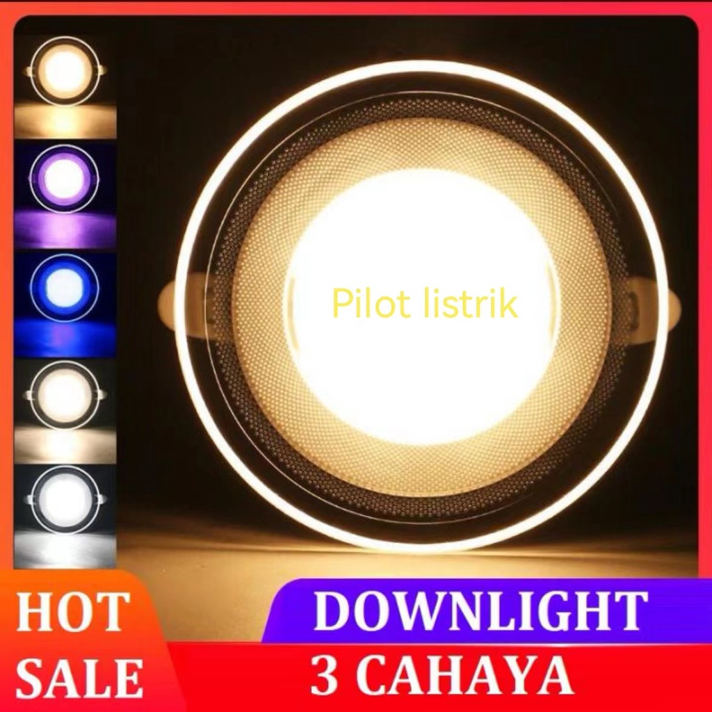Jual LAMPU DOWNLIGHT LED 3 WARNA9WATT/ KUNING BIRU UNGU / PUTIH KUNING ...