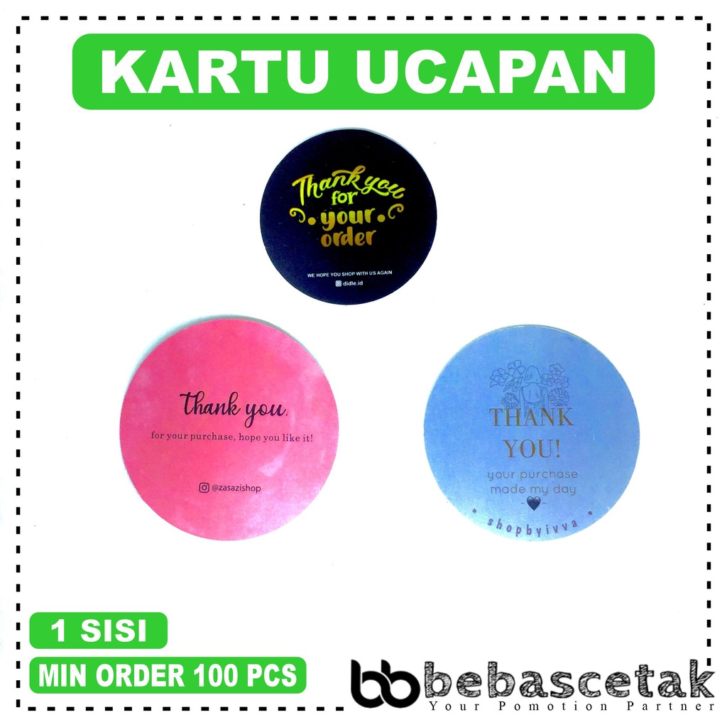 Jual CETAK KARTU UCAPAN TERIMAKASIH 1 SISI CUSTOM DESAIN SENDIRI THANK