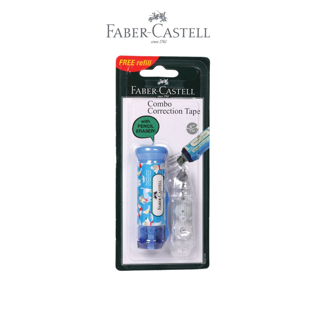 Jual FaberCastell Combo Correction Tape Blue Dog + 1 Refill Shopee Indonesia