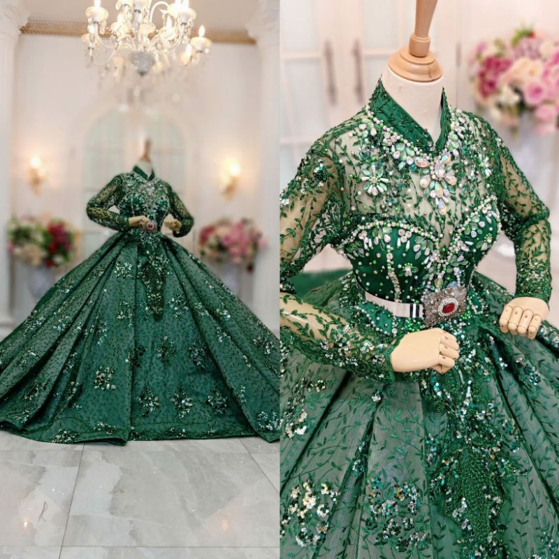 Jual GAUN PENGANTIN TILE AKAR TRIDI//GAUN PENGANTIN BELIMBING BEREKOR ...