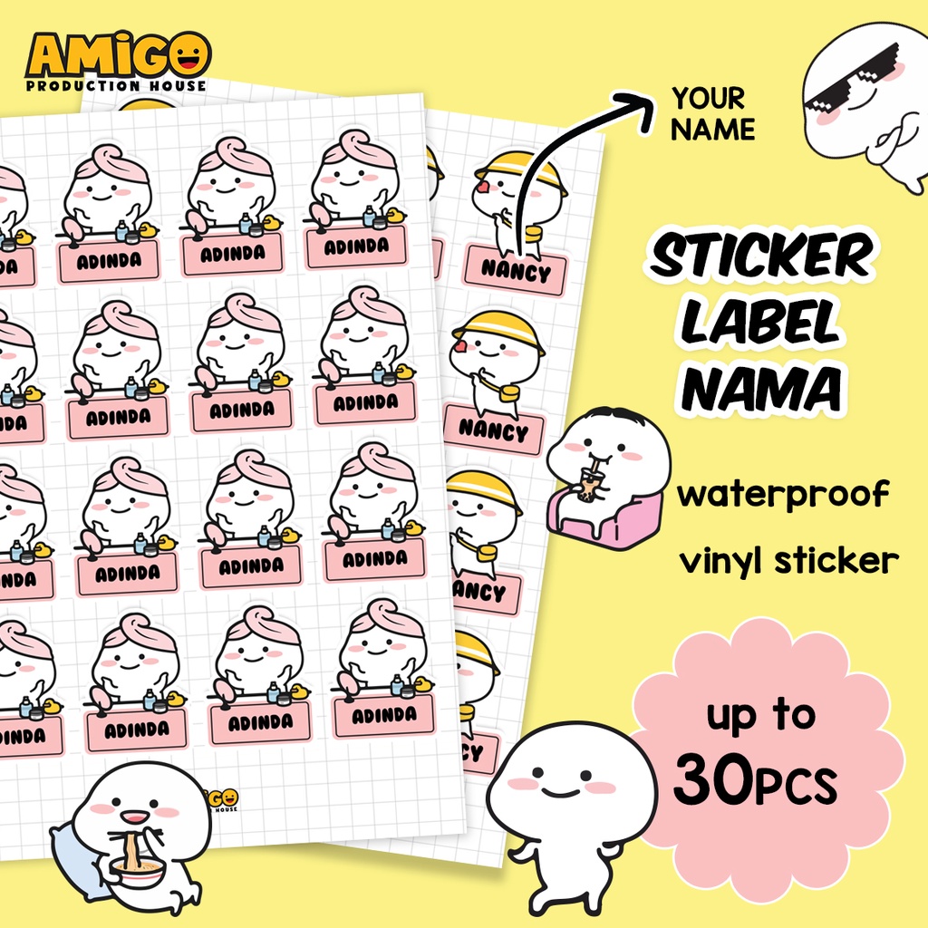 Jual Stiker Label Nama Pentol Quby Lucu Alat Tulis ATK Stiker Anak ...
