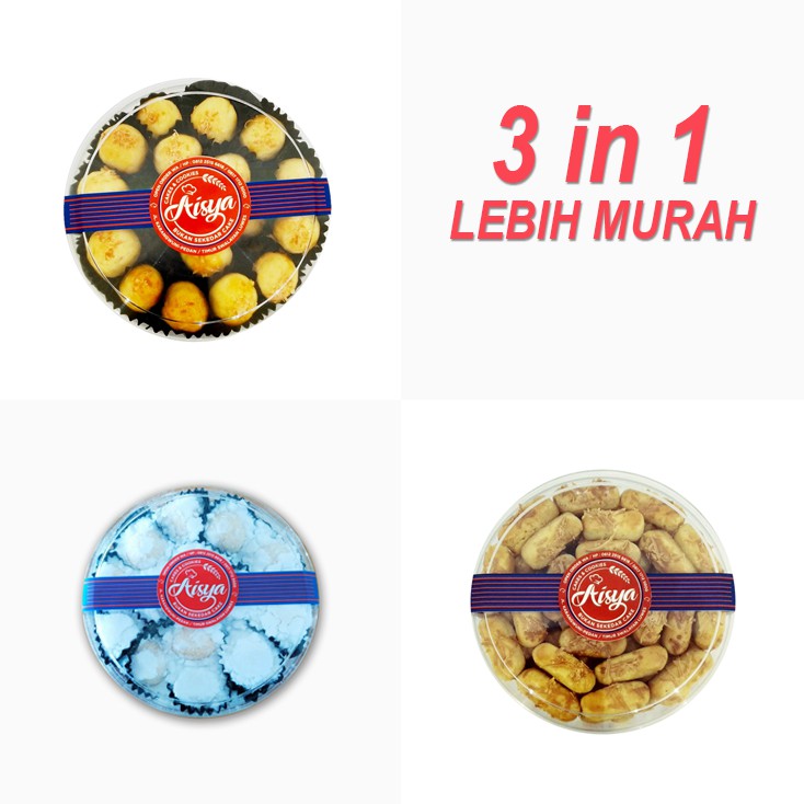 Jual 3in1 Kue Kering Nastar Nanas Kastengel Keju Putri Salju Mix