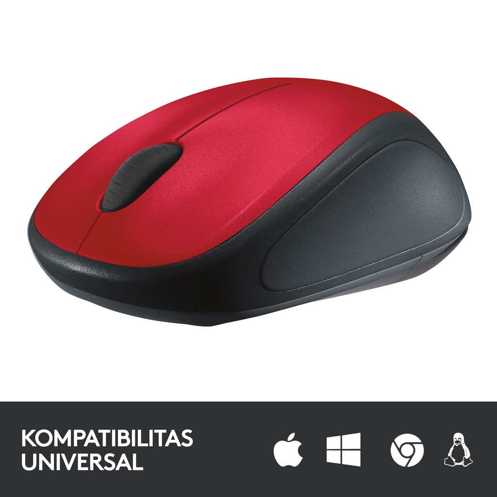 Logitech M235 Mouse Wireless Grip Karet Nyaman - Red (4)