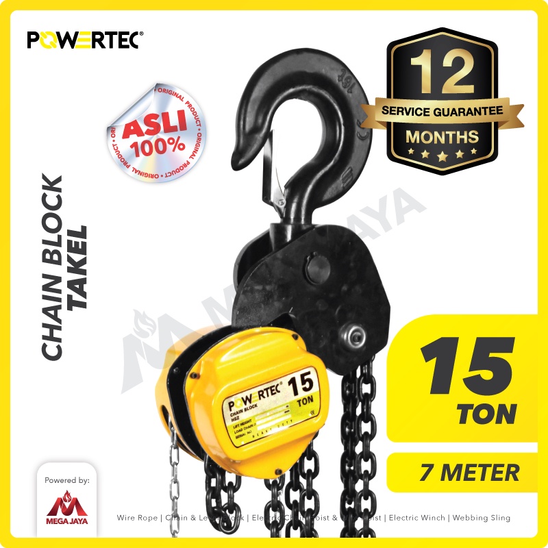 Jual POWERTEC Chain Block / Takel 15 Ton x 7 Meter | Shopee Indonesia