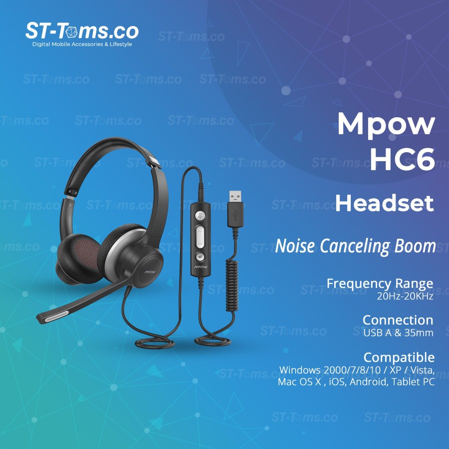 Noise Cancelling Mpow Hc6 Jual Mpow HC6 USB Headset With