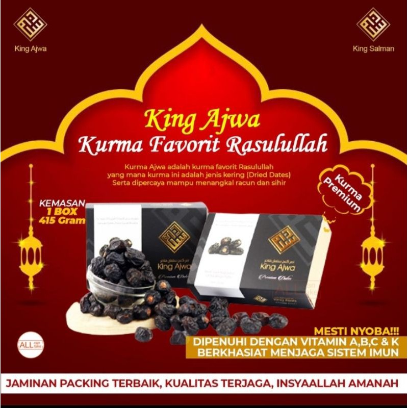 Jual Kurma King Ajwa Original/Kurma Madinah King Ajwa/Kurma Premium/Kurma Anti Sihir dan Racun
