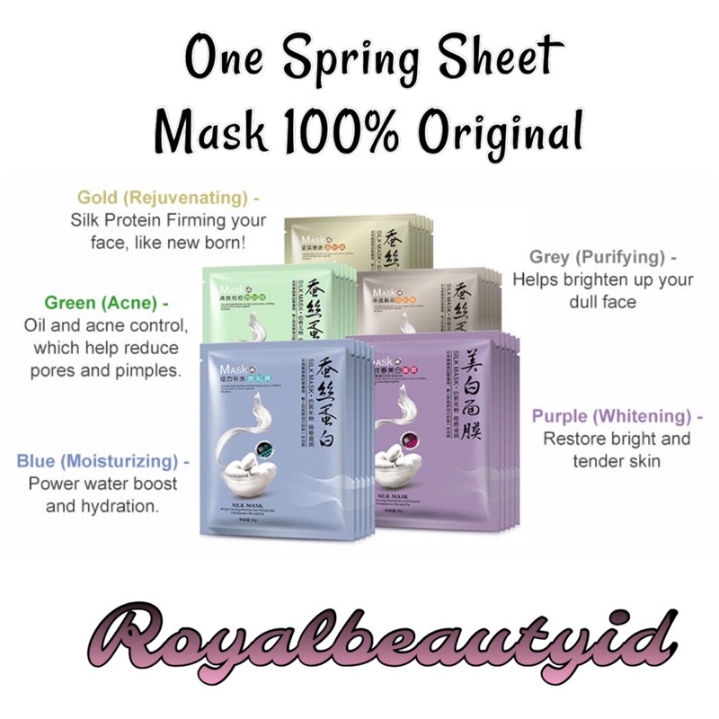Jual One Spring Sheet Mask 100% Original Acne Whitenning Glowing ...