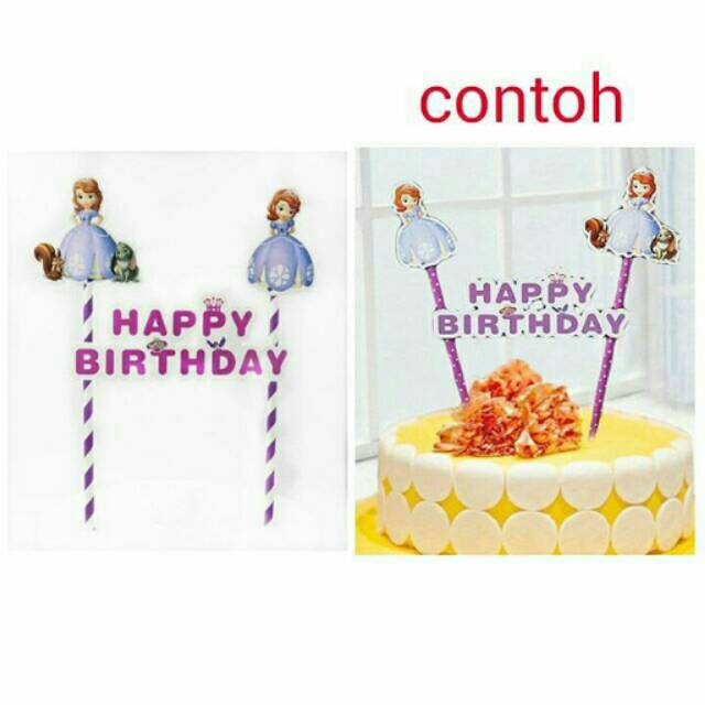 Jual Topper kue ulang tahun cake happy birthday sophia sofia sopia ...
