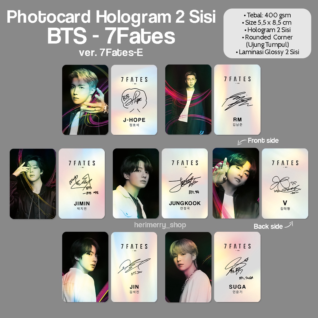 Jual Photocard Hologram Bts 7 Fates 2 Sisi Photo Card Premium Kpop Kartu Foto Member 4589