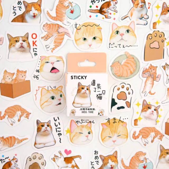Jual 46Pcs Sticker Kucing Oren Sticker / Sticker Scrapbook / Sticker ...