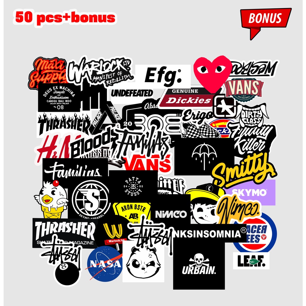 Jual Stiker Paket Sticker Isi 50pcs Distro Clothing Terbaru Stiker