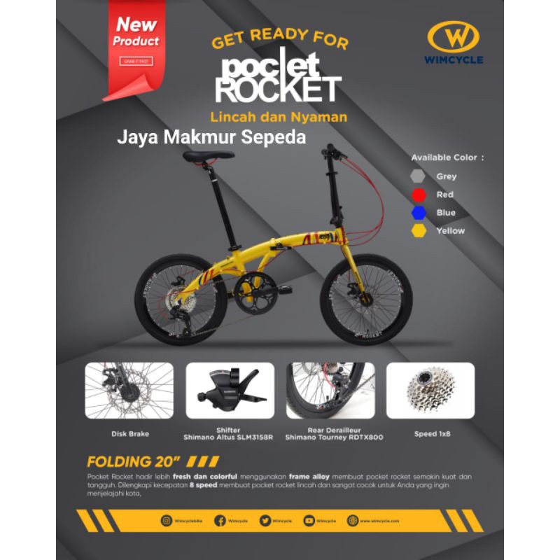 Jual Sepeda lipat 20 inch Poclet rocket wim cycle Bandung | Shopee ...
