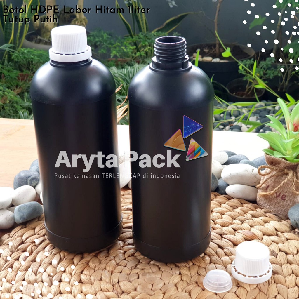 Jual Botol Plastik Hdpe Liter Ml Labor Agro Hitam Minuman Madu Kimia Handsanitizer Tutup