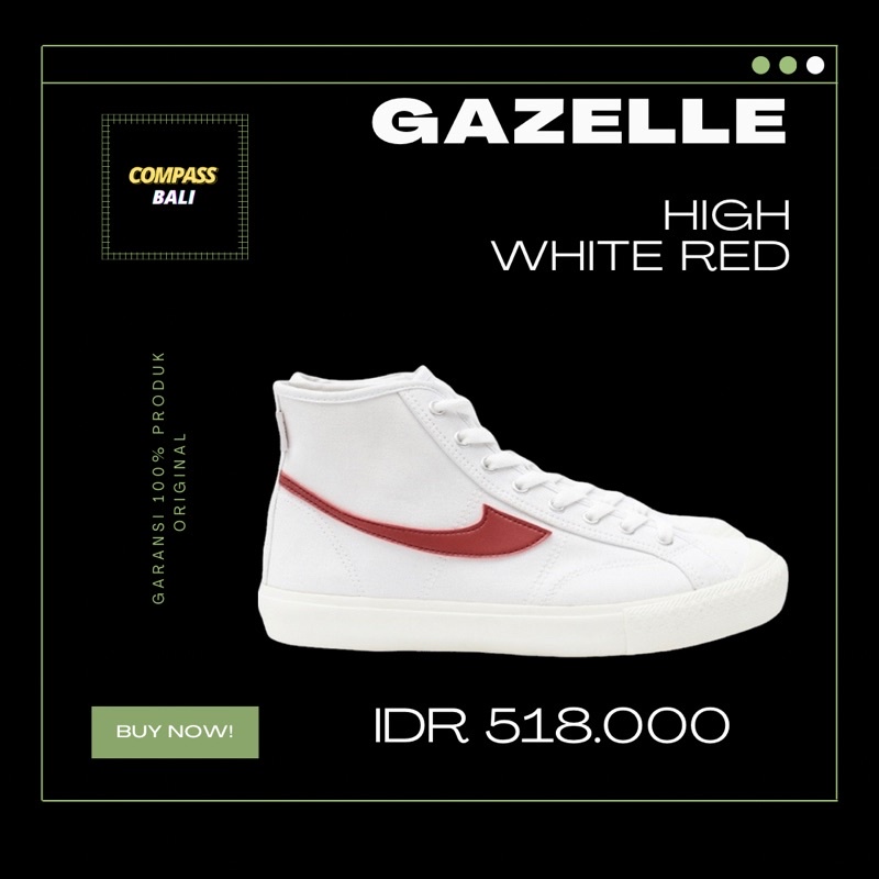 Jual Compass Gazelle High Blackwhite Cream Blackgum Whitered Whiteblue 100 Original 8577