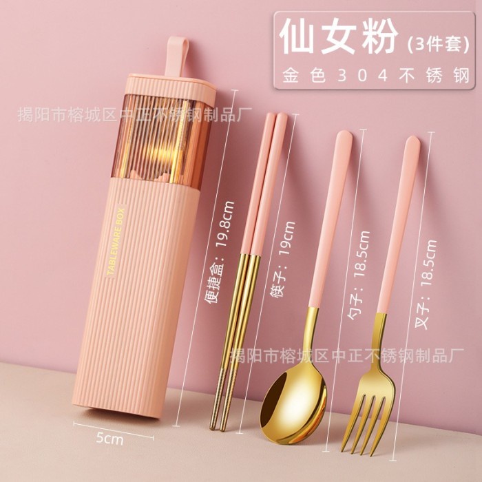 Jual Korea Portable Cutlery Set Sendok Garpu Sumpit Korea Premium Kotak Naked Powder