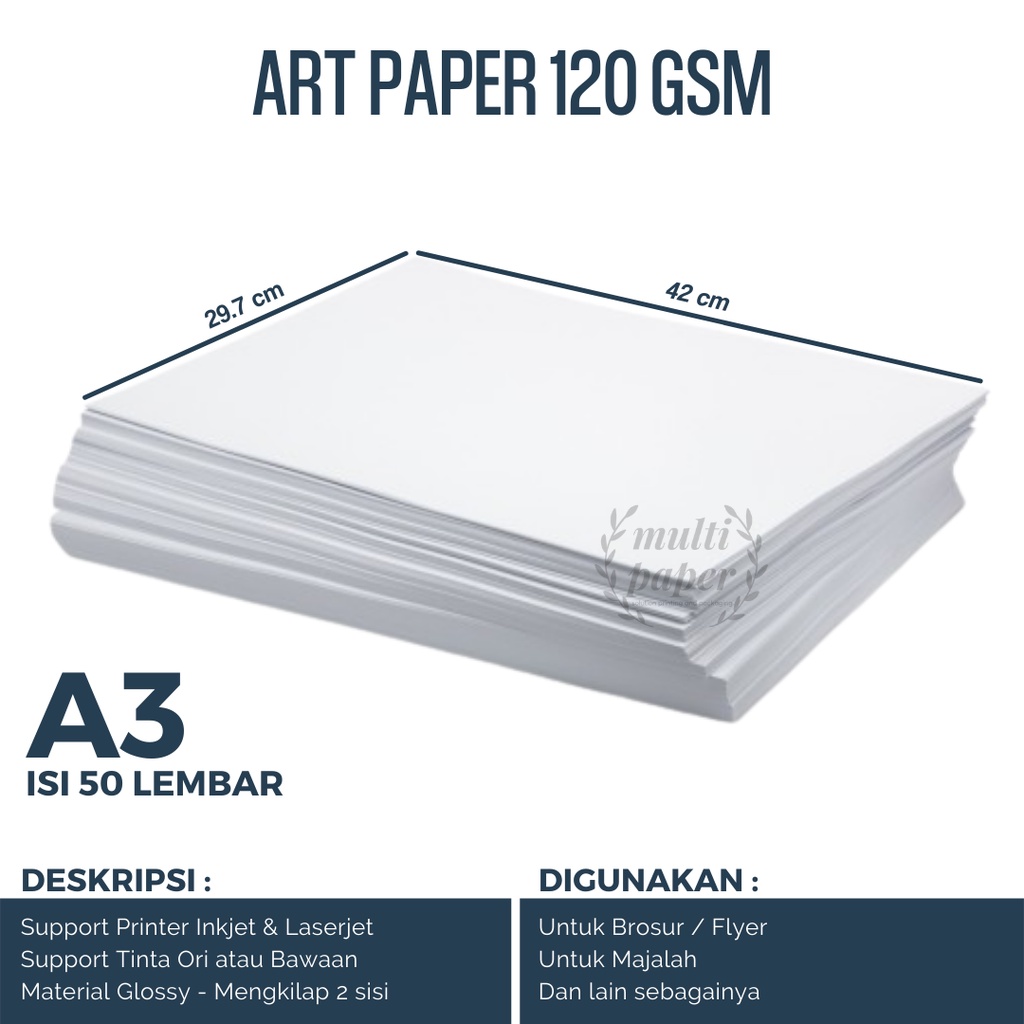 Jual Kertas Art Paper A3 120 Gsm Isi 50 Lembar Kertas Art Paper 120