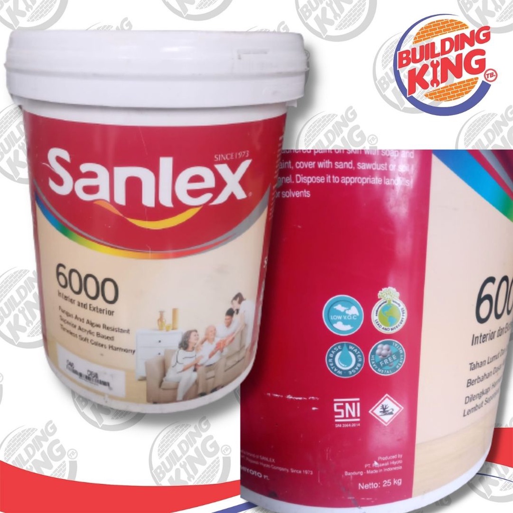 Jual Cat Tembok SANLEX 6000 25 KG White 25kg Putih Interior dan ...