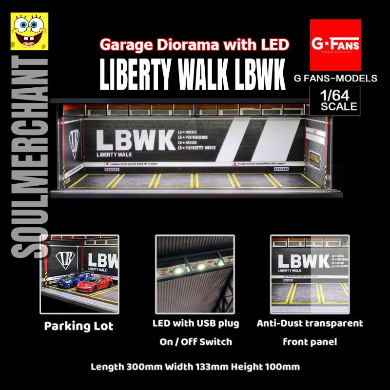 Jual G-Fans Model 1/64 LBWK Liberty Works Garage Diorama Diecast with ...