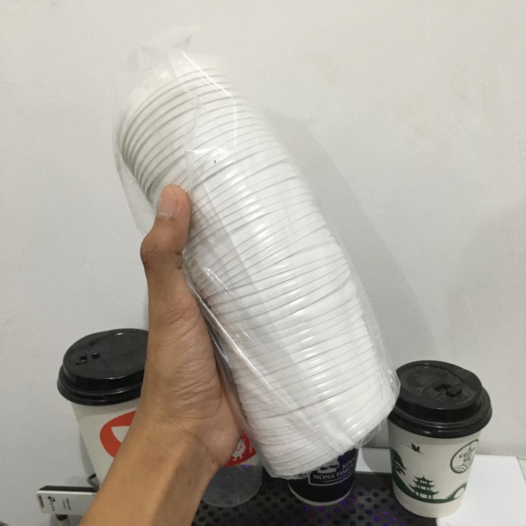 Jual TUTUP PAPER CUP PUTIH POLOS 8 OZ ( ISI 50/pack ) | Shopee Indonesia