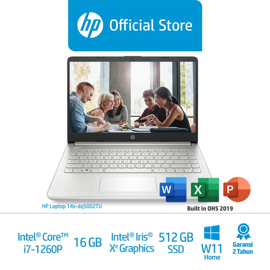 Jual Laptop HP 14s DQ5002TU I7-1260P/16GB/512GB SSD/14"FHD/W11+OHS/Silver | Shopee Indonesia