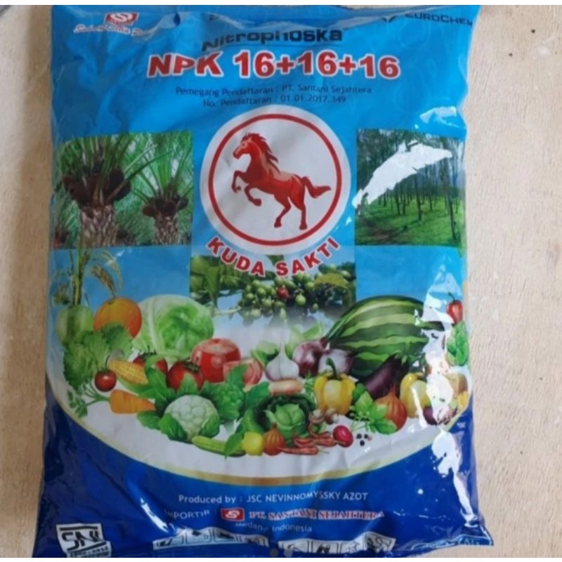 Jual Pupuk Npk Nitrophoska 16 16 16 Cap Kuda Sakti Original Pabrik 1 Kg