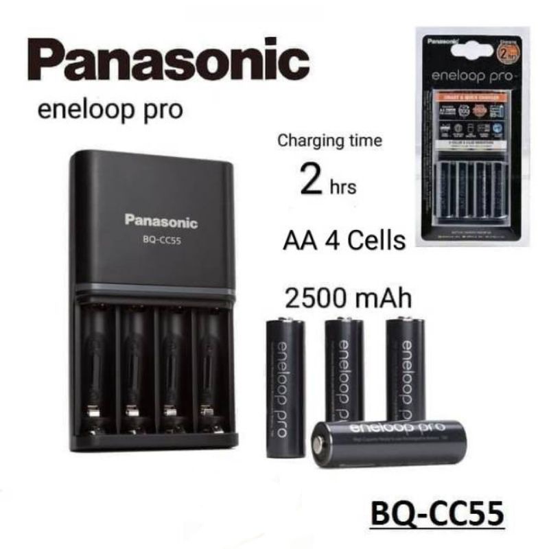 Jual Panasonic Charger 4 Baterai Aa 2500mah Eneloop Pro Bq Cc55 Smart