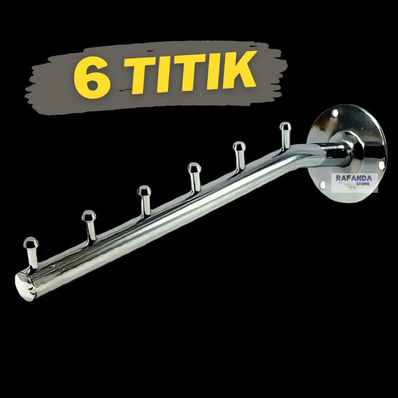 Jual Hanger Suling Tembok 6 Titik Paku Gantungan Baju Tempel Dinding