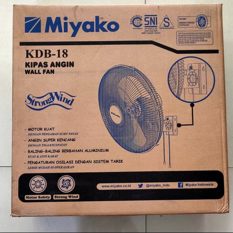 Jual Kipas Angin Dinding / Wall Fan MIYAKO KDB18 / KDB 18 Besi ...