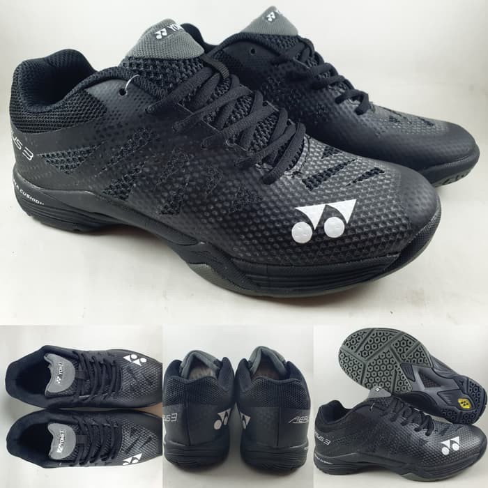 Jual Sepatu Badminton Yonex Power Cushion Aerus 3 Court Full Black