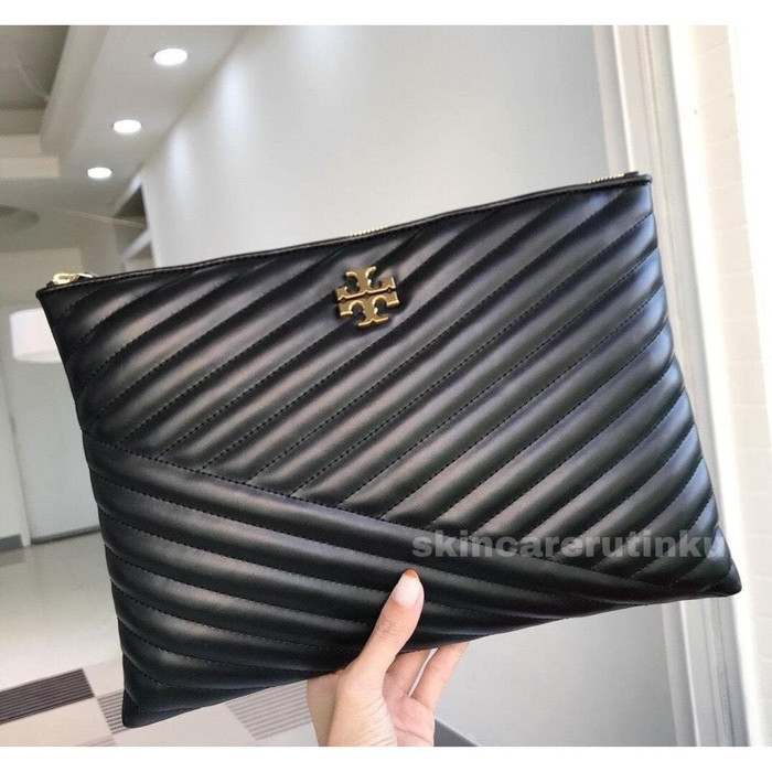 Jual Tory Burch Kira Chevron Leather Zip Pouch ORIGINAL GUARANTEE 100 Shopee Indonesia