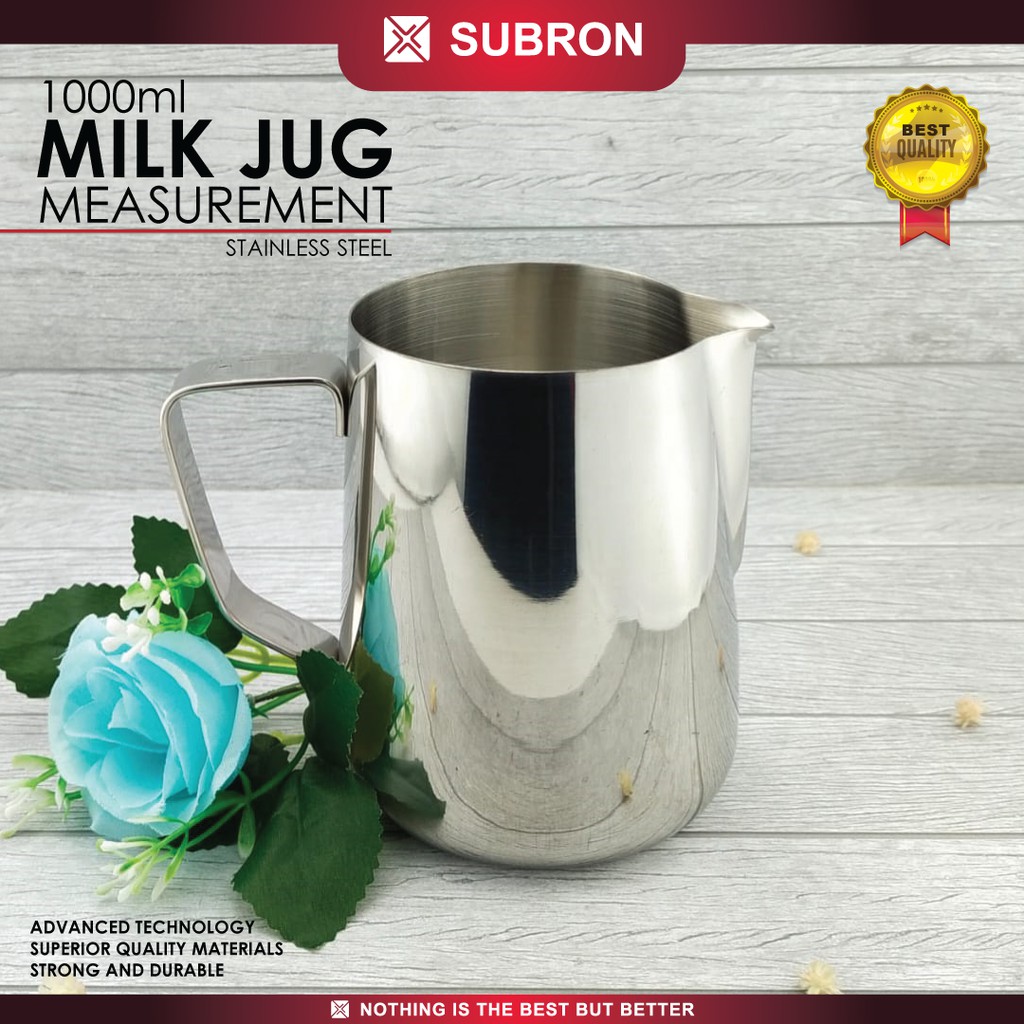 Jual Subron Milk Jug Pitcher Latte Art Jug Polos 1000 Ml Stainless Steel Shopee Indonesia 9699
