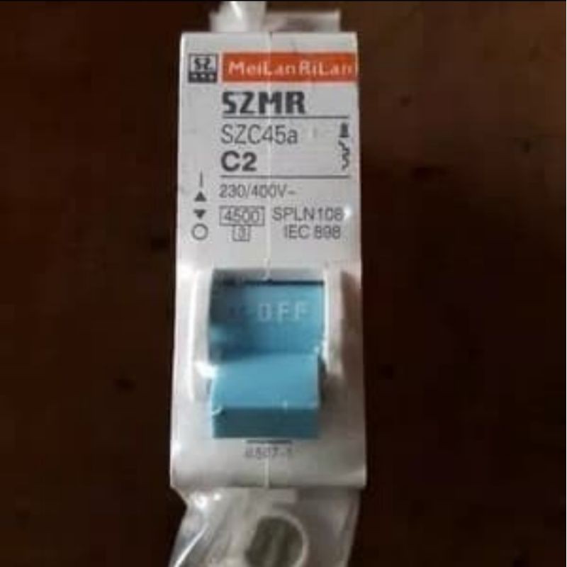 Jual MCB SZMR MeiLan RiLan 2A/ 2Ampere 1 Phase/ 1 Pas SNI Standar PLN ...