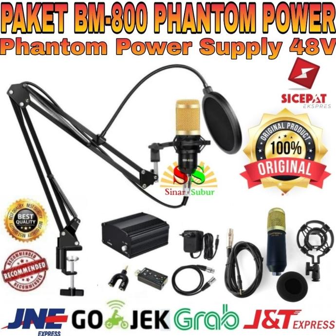 Jual Paket Komplit Mic Condenser BM 800 Phantom Power Microphone Condenser Shopee Indonesia