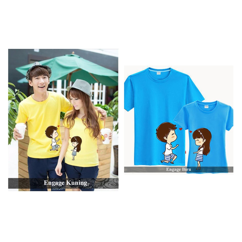 Jual baju couple kembaran baju pasangan buat pacaran kekinian biru kece ...