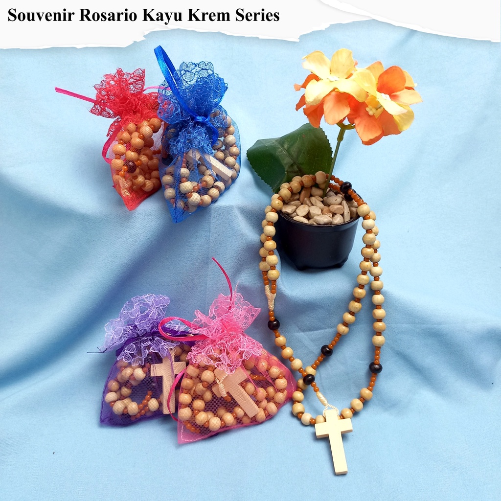 Jual Rosario Bulir Kayu Krem Series ( Free Kantong Tile ) /Souvenir ...